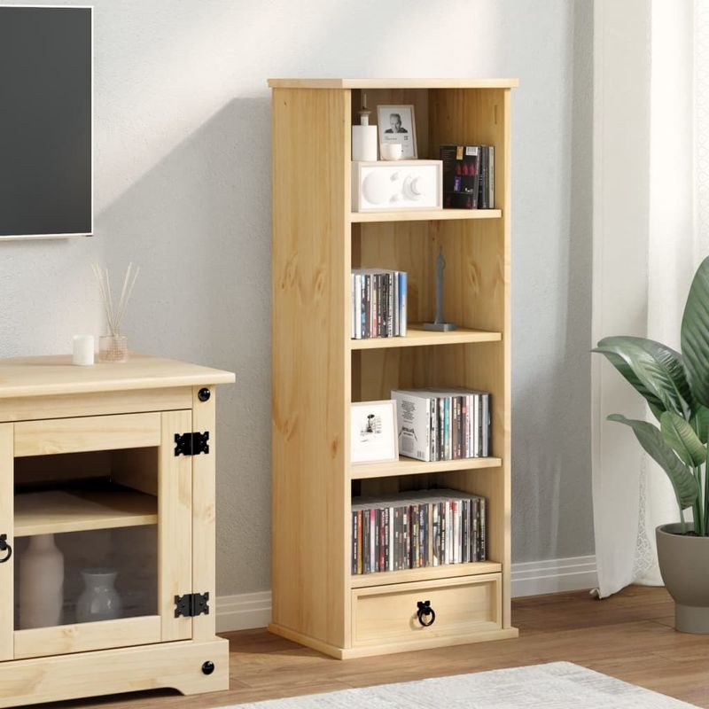 Casa si Gradina - Mobilier - Biblioteci si rafturi - Biblioteci - Dulap de CD-uri „Corona”, 40x30x110 cm, lemn masiv de pin - Infinity.ro