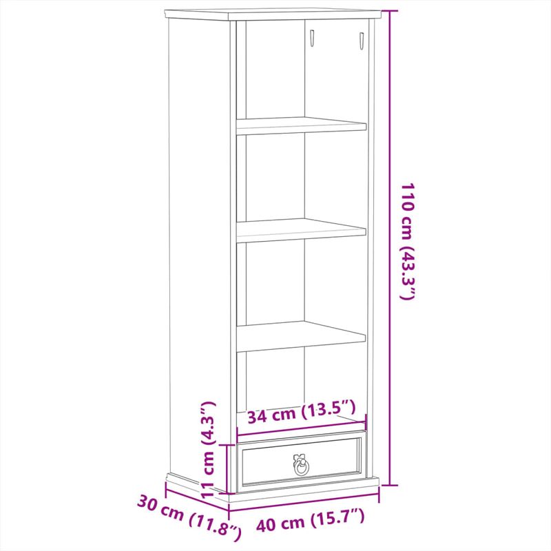 Casa si Gradina - Mobilier - Biblioteci si rafturi - Biblioteci - Dulap de CD-uri „Corona”, 40x30x110 cm, lemn masiv de pin - Infinity.ro
