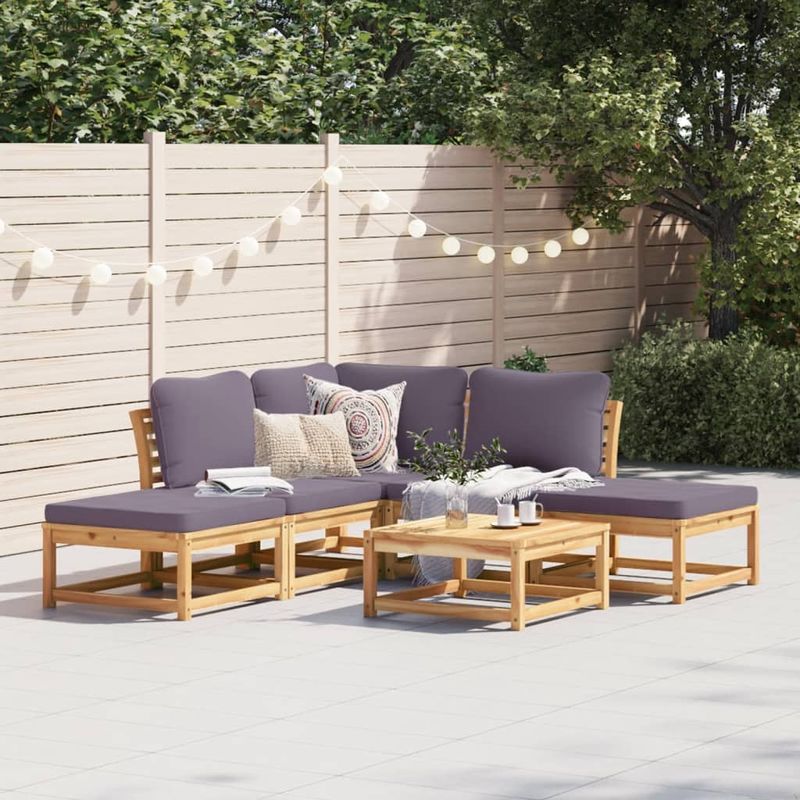 Casa si Gradina - Gradina si terasa - Mobilier exterior - Canapele si fotolii gradina - Set mobilier gradina cu perne, 6 piese, lemn masiv acacia - Infinity.ro