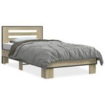 Casa si Gradina - Mobilier - Paturi si accesorii - Paturi - Cadru de pat, stejar sonoma, 90x200 cm, lemn prelucrat si metal - Infinity.ro