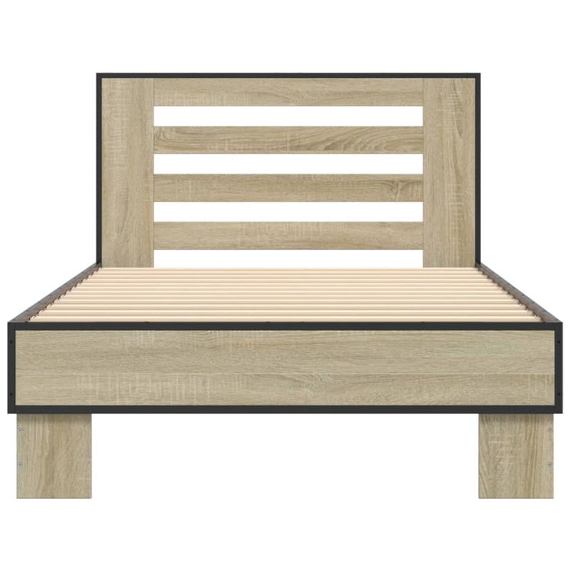 Casa si Gradina - Mobilier - Paturi si accesorii - Paturi - Cadru de pat, stejar sonoma, 90x200 cm, lemn prelucrat si metal - Infinity.ro