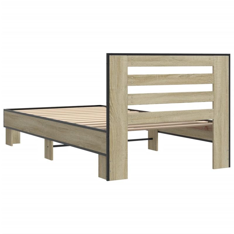Casa si Gradina - Mobilier - Paturi si accesorii - Paturi - Cadru de pat, stejar sonoma, 90x200 cm, lemn prelucrat si metal - Infinity.ro