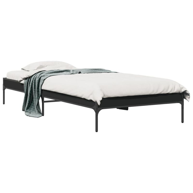 Casa si Gradina - Mobilier - Paturi si accesorii - Paturi - Cadru de pat, negru, 90x200 cm, lemn prelucrat si metal - Infinity.ro