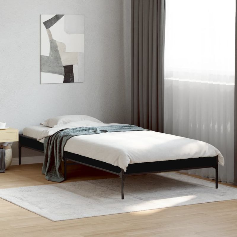 Casa si Gradina - Mobilier - Paturi si accesorii - Paturi - Cadru de pat, negru, 90x200 cm, lemn prelucrat si metal - Infinity.ro