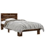 Casa si Gradina - Mobilier - Paturi si accesorii - Paturi - Cadru de pat, stejar fumuriu, 75x190cm, lemn prelucrat si metal - Infinity.ro