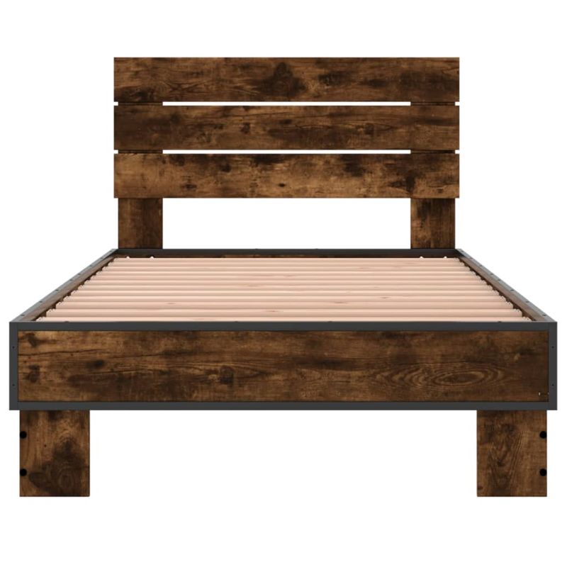 Casa si Gradina - Mobilier - Paturi si accesorii - Paturi - Cadru de pat, stejar fumuriu, 75x190cm, lemn prelucrat si metal - Infinity.ro
