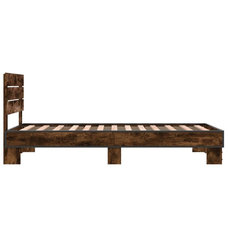 Casa si Gradina - Mobilier - Paturi si accesorii - Paturi - Cadru de pat, stejar fumuriu, 75x190cm, lemn prelucrat si metal - Infinity.ro
