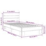 Casa si Gradina - Mobilier - Paturi si accesorii - Paturi - Cadru de pat, stejar fumuriu, 75x190cm, lemn prelucrat si metal - Infinity.ro