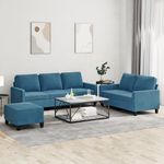Casa si Gradina - Mobilier - Seturi de mobilier - Seturi living - Set de canapele cu perne, 3 piese, albastru, catifea - Infinity.ro