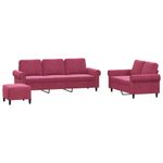 Casa si Gradina - Mobilier - Seturi de mobilier - Seturi living - Set canapea cu perne, 3 piese, rosu vin, catifea - Infinity.ro