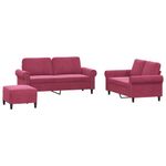 Casa si Gradina - Mobilier - Seturi de mobilier - Seturi living - Set canapea cu perne, 3 piese, rosu vin, catifea - Infinity.ro
