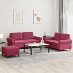 Casa si Gradina - Mobilier - Seturi de mobilier - Seturi living - Set canapea cu perne, 3 piese, rosu vin, catifea - Infinity.ro