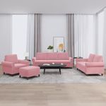Casa si Gradina - Mobilier - Seturi de mobilier - Seturi living - Set de canapele cu perne, 4 piese, roz, catifea - Infinity.ro