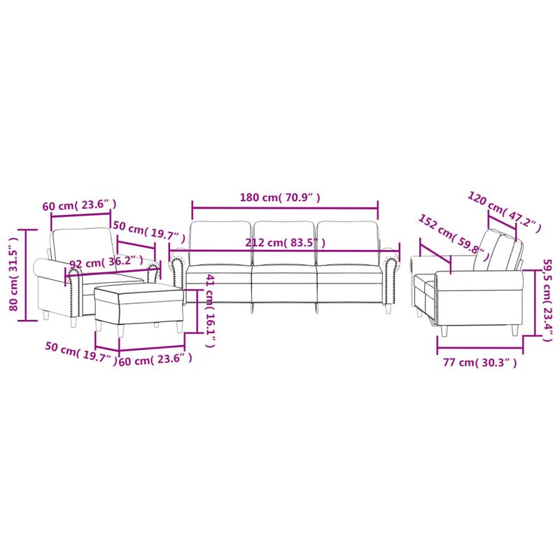 Casa si Gradina - Mobilier - Seturi de mobilier - Seturi living - Set de canapele cu perne, 4 piese, roz, catifea - Infinity.ro