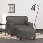 Casa si Gradina - Mobilier - Scaune si fotolii - Fotolii - Fotoliu canapea cu taburet, gri, 60 cm, piele ecologica - Infinity.ro