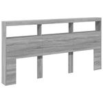 Casa si Gradina - Mobilier - Paturi si accesorii - Accesorii paturi - Tablie de pat cu dulap si LED, gri sonoma, 200x17x102 cm - Infinity.ro