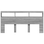 Casa si Gradina - Mobilier - Paturi si accesorii - Accesorii paturi - Tablie de pat cu dulap si LED, gri sonoma, 200x17x102 cm - Infinity.ro