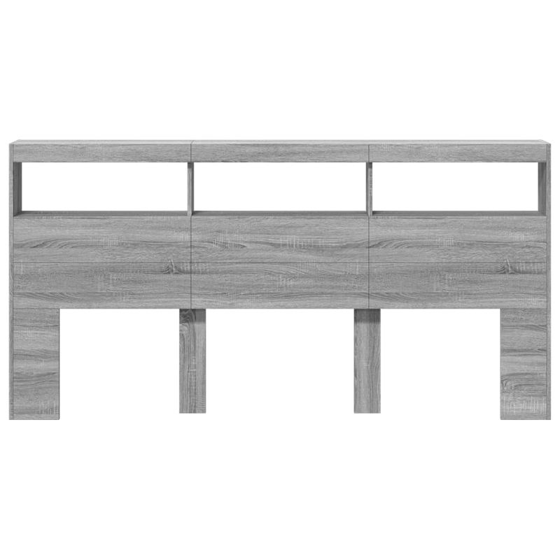 Casa si Gradina - Mobilier - Paturi si accesorii - Accesorii paturi - Tablie de pat cu dulap si LED, gri sonoma, 200x17x102 cm - Infinity.ro