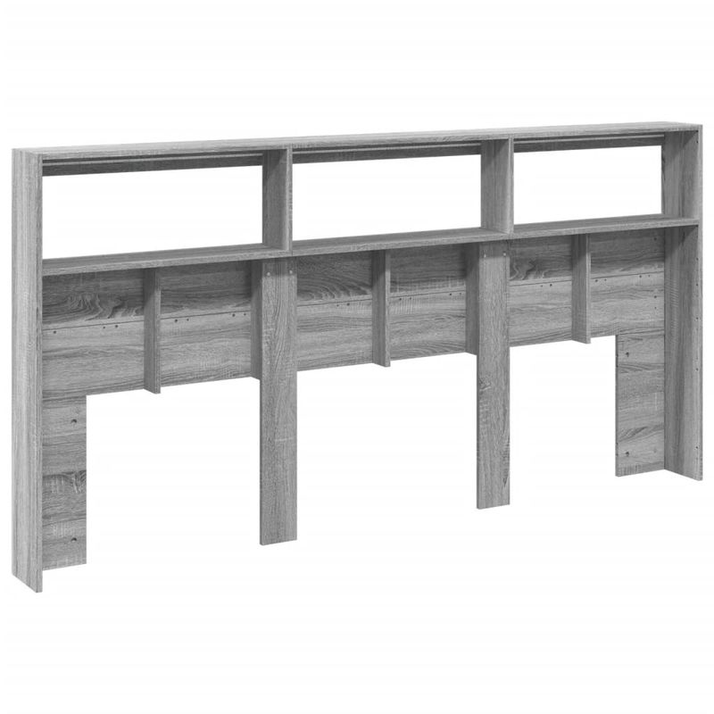 Casa si Gradina - Mobilier - Paturi si accesorii - Accesorii paturi - Tablie de pat cu dulap si LED, gri sonoma, 200x17x102 cm - Infinity.ro