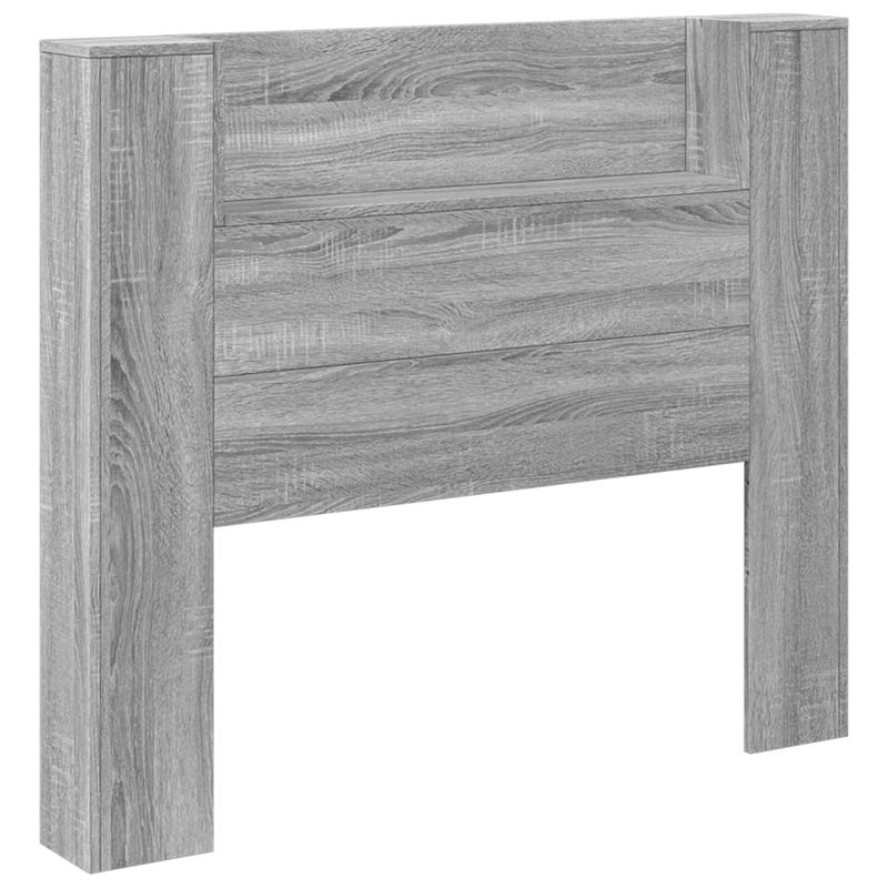 Casa si Gradina - Mobilier - Paturi si accesorii - Accesorii paturi - Tablie de pat cu dulap si LED, gri sonoma, 120x16,5x103,5 cm - Infinity.ro