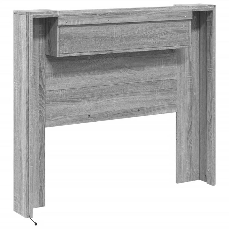 Casa si Gradina - Mobilier - Paturi si accesorii - Accesorii paturi - Tablie de pat cu dulap si LED, gri sonoma, 120x16,5x103,5 cm - Infinity.ro