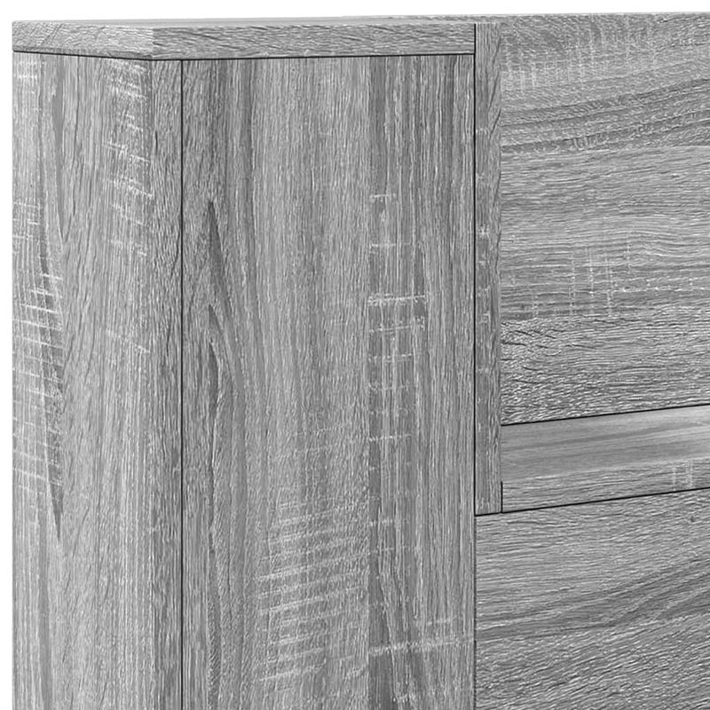 Casa si Gradina - Mobilier - Paturi si accesorii - Accesorii paturi - Tablie de pat cu dulap si LED, gri sonoma, 120x16,5x103,5 cm - Infinity.ro