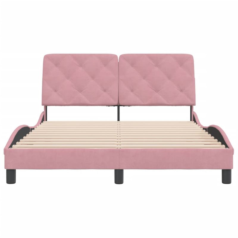 Casa si Gradina - Mobilier - Paturi si accesorii - Paturi - Cadru de pat cu tablie, roz, 140x200 cm, catifea - Infinity.ro