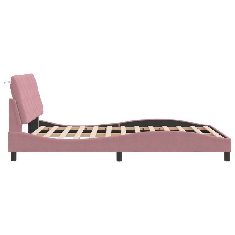 Casa si Gradina - Mobilier - Paturi si accesorii - Paturi - Cadru de pat cu tablie, roz, 140x200 cm, catifea - Infinity.ro