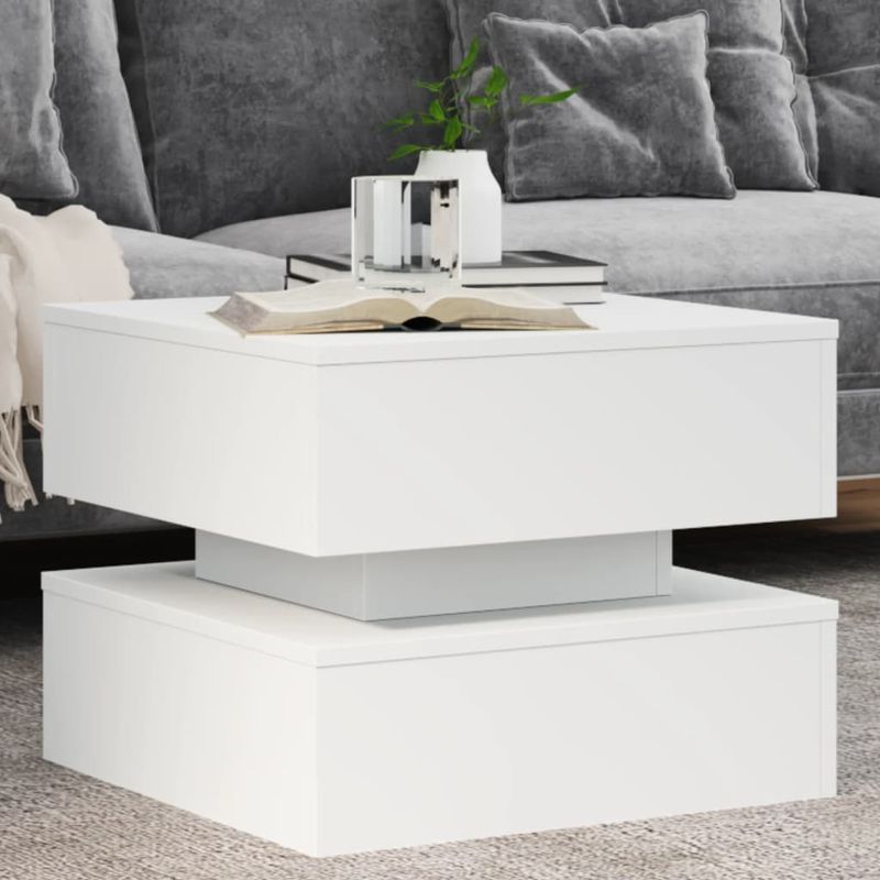 Casa si Gradina - Mobilier - Mese si birouri - Masute de cafea - Masuta de cafea cu lumini LED, alb, 50x50x40 cm - Infinity.ro