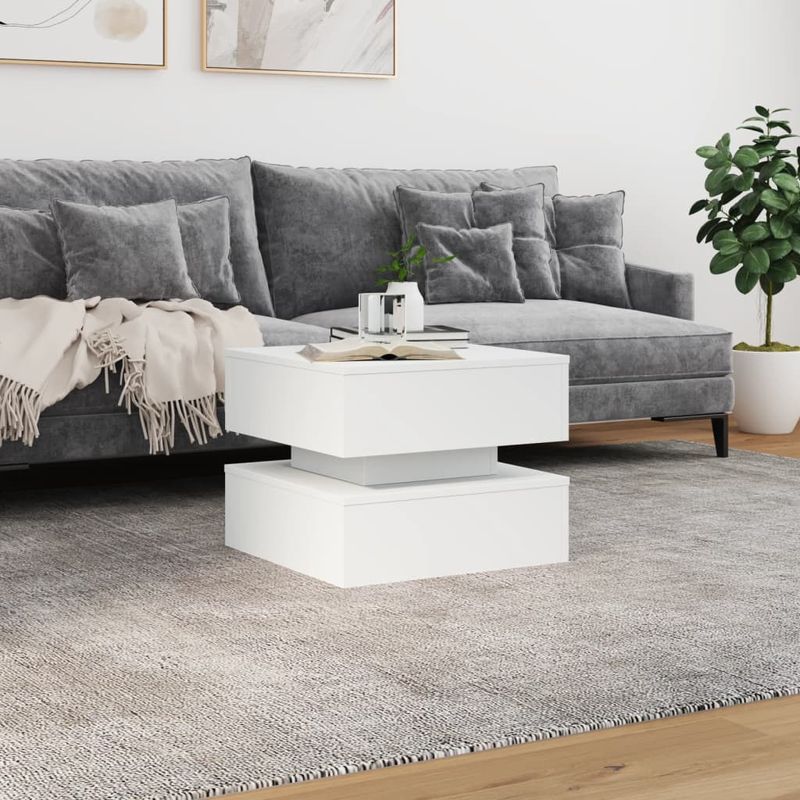 Casa si Gradina - Mobilier - Mese si birouri - Masute de cafea - Masuta de cafea cu lumini LED, alb, 50x50x40 cm - Infinity.ro