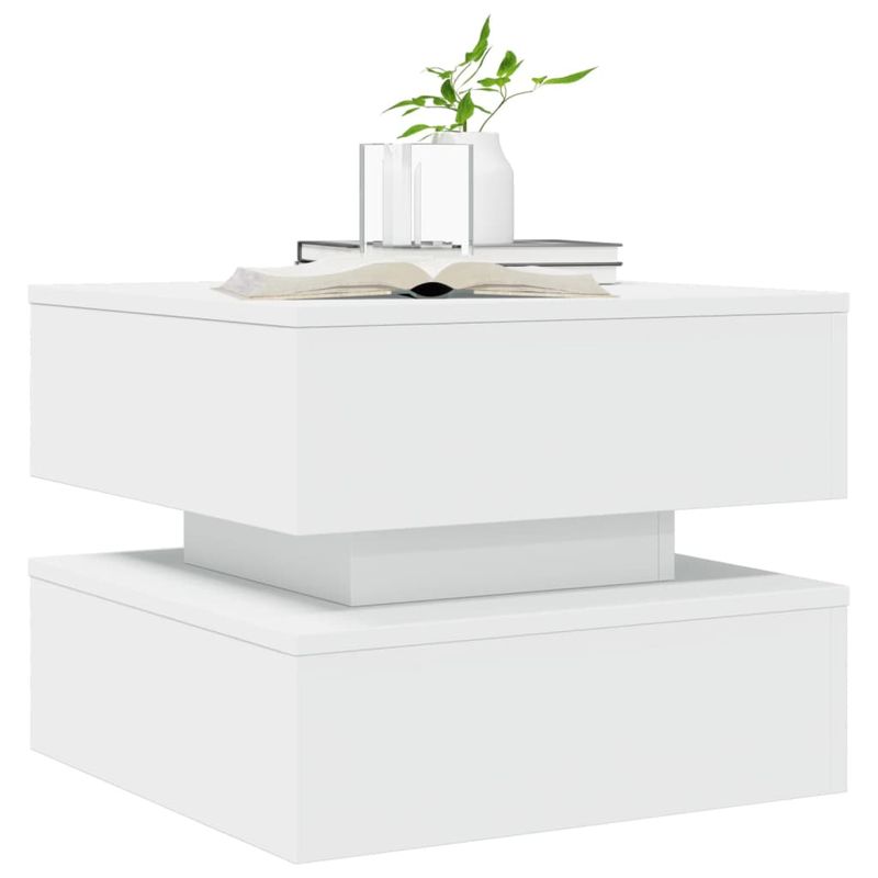 Casa si Gradina - Mobilier - Mese si birouri - Masute de cafea - Masuta de cafea cu lumini LED, alb, 50x50x40 cm - Infinity.ro