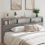Casa si Gradina - Mobilier - Paturi si accesorii - Accesorii paturi - Tablie de pat cu dulap si LED, gri sonoma, 220x17x102 cm - Infinity.ro