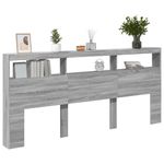 Casa si Gradina - Mobilier - Paturi si accesorii - Accesorii paturi - Tablie de pat cu dulap si LED, gri sonoma, 220x17x102 cm - Infinity.ro