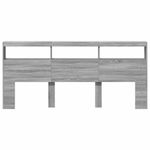 Casa si Gradina - Mobilier - Paturi si accesorii - Accesorii paturi - Tablie de pat cu dulap si LED, gri sonoma, 220x17x102 cm - Infinity.ro