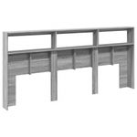 Casa si Gradina - Mobilier - Paturi si accesorii - Accesorii paturi - Tablie de pat cu dulap si LED, gri sonoma, 220x17x102 cm - Infinity.ro