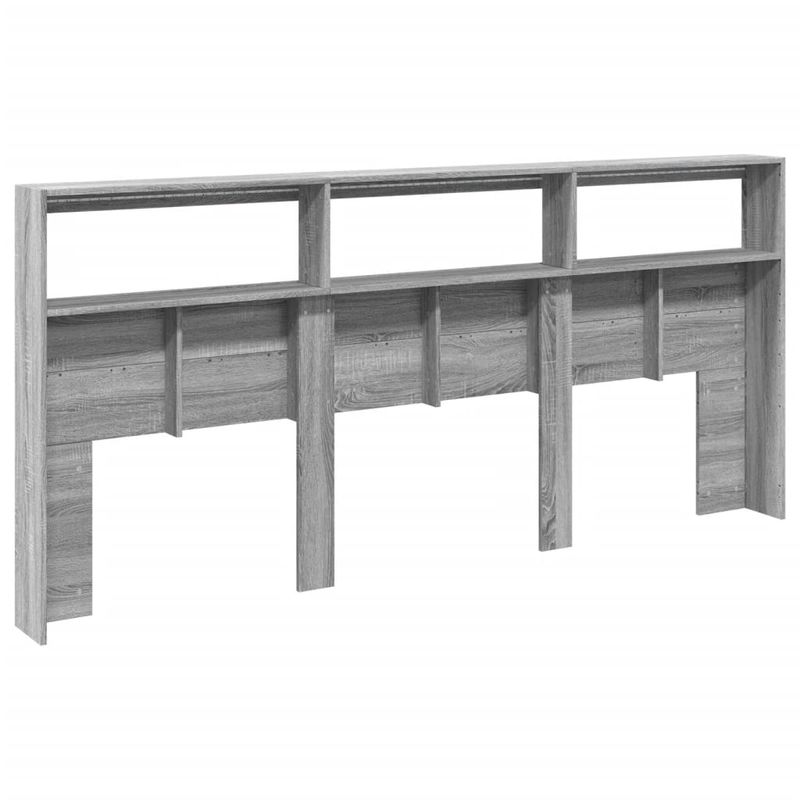 Casa si Gradina - Mobilier - Paturi si accesorii - Accesorii paturi - Tablie de pat cu dulap si LED, gri sonoma, 220x17x102 cm - Infinity.ro