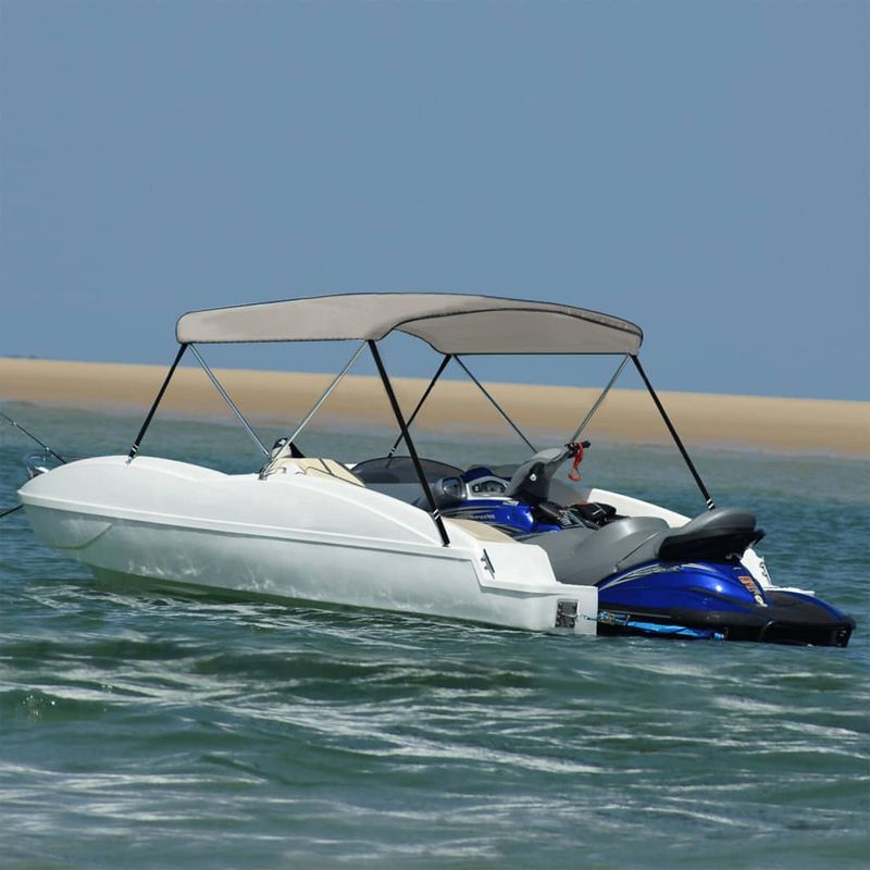 Auto si Moto - Ambarcatiuni - Accesorii ambarcatiuni - Parasolar barca Bimini cu 2 arcuri, gri, 178x138x96 cm - Infinity.ro