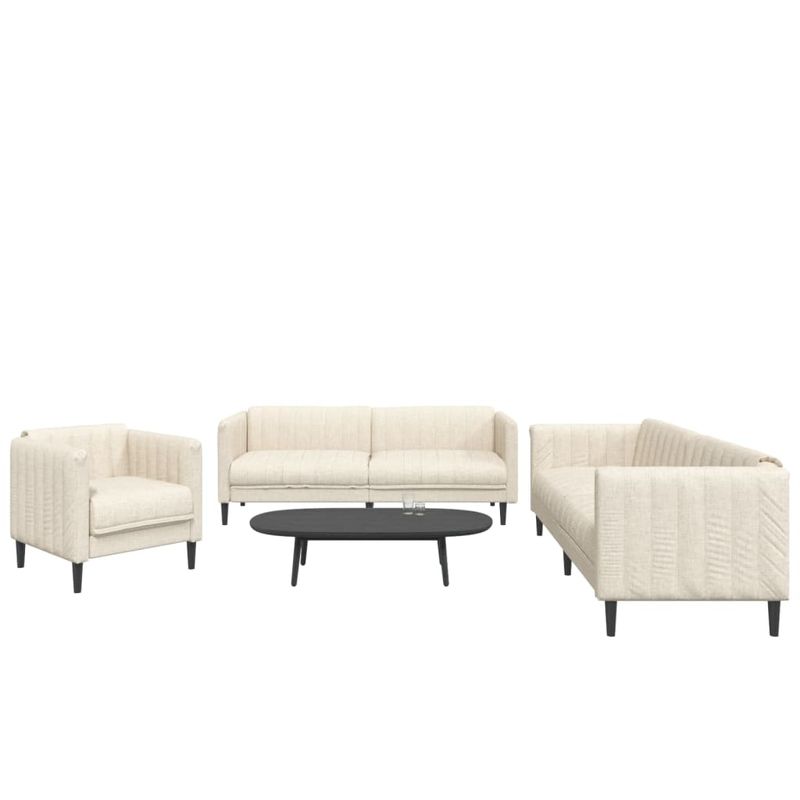Casa si Gradina - Mobilier - Seturi de mobilier - Seturi living - Set de canapele, 3 piese, crem, material - Infinity.ro