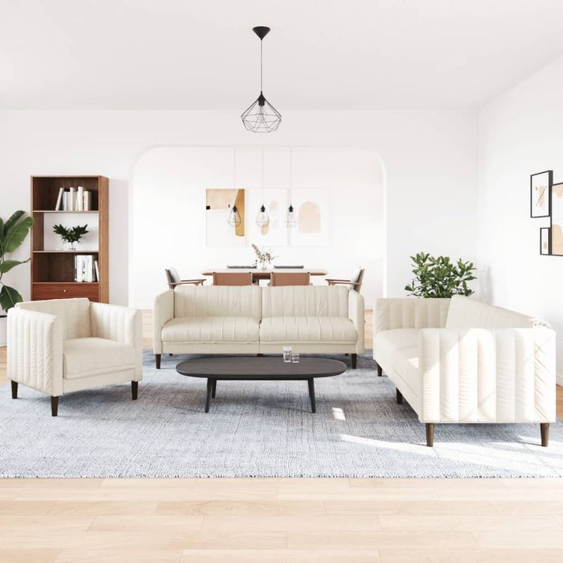 Casa si Gradina - Mobilier - Seturi de mobilier - Seturi living - Set de canapele, 3 piese, crem, material - Infinity.ro