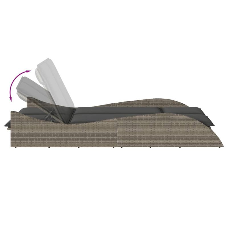 Casa si Gradina - Gradina si terasa - Mobilier exterior - Scaune si sezlonguri gradina - Sezlong cu perne, gri, 114x205x73 cm, poliratan - Infinity.ro