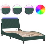 Casa si Gradina - Mobilier - Paturi si accesorii - Paturi - Cadru de pat cu lumini LED, verde inchis, 100x200 cm, catifea - Infinity.ro