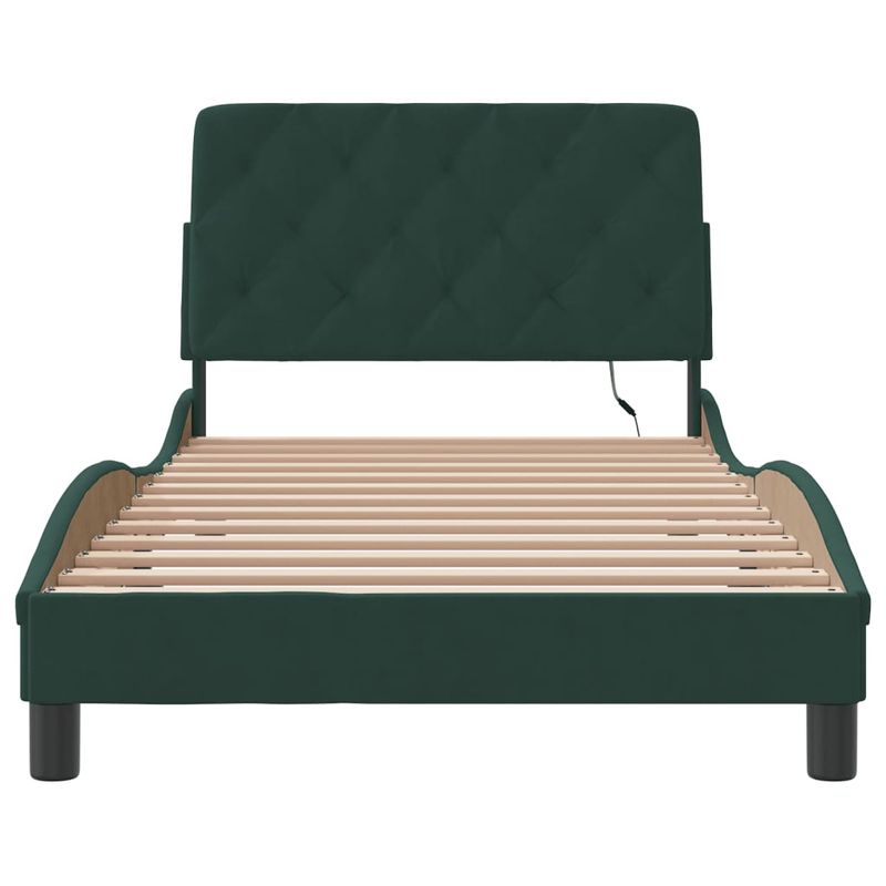 Casa si Gradina - Mobilier - Paturi si accesorii - Paturi - Cadru de pat cu lumini LED, verde inchis, 100x200 cm, catifea - Infinity.ro
