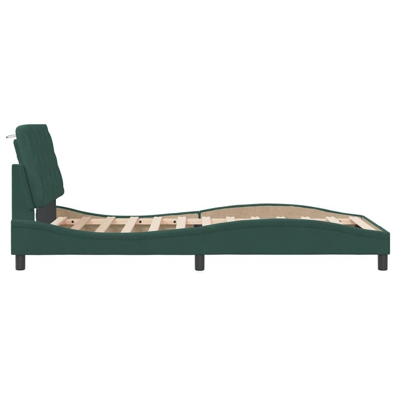 Casa si Gradina - Mobilier - Paturi si accesorii - Paturi - Cadru de pat cu lumini LED, verde inchis, 100x200 cm, catifea - Infinity.ro