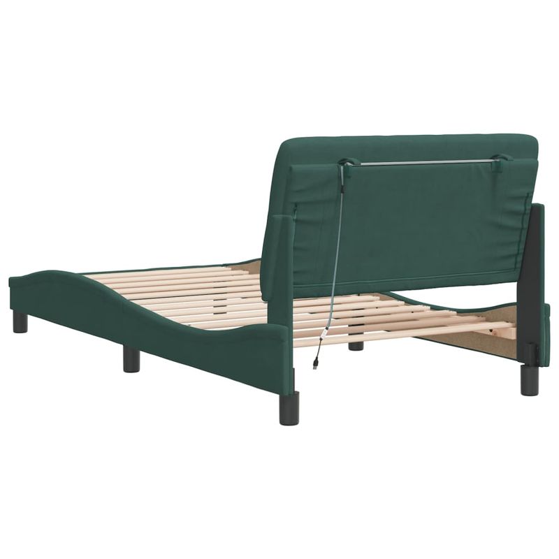 Casa si Gradina - Mobilier - Paturi si accesorii - Paturi - Cadru de pat cu lumini LED, verde inchis, 100x200 cm, catifea - Infinity.ro
