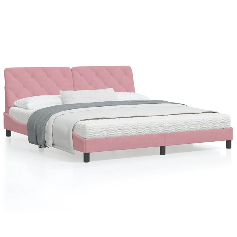 Casa si Gradina - Mobilier - Paturi si accesorii - Paturi - Cadru de pat cu tablie, roz, 180x200 cm, catifea - Infinity.ro