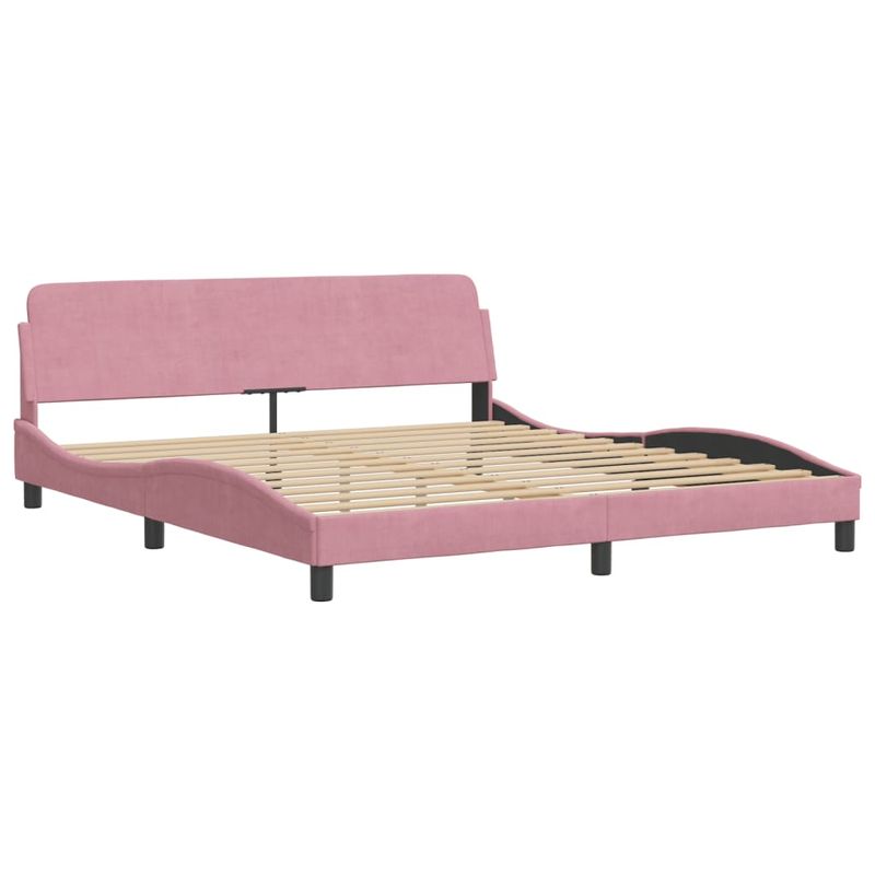 Casa si Gradina - Mobilier - Paturi si accesorii - Paturi - Cadru de pat cu tablie, roz, 180x200 cm, catifea - Infinity.ro