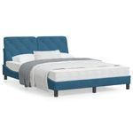 Casa si Gradina - Mobilier - Paturi si accesorii - Paturi - Cadru de pat cu tablie, albastru, 140x190 cm, catifea - Infinity.ro