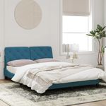 Casa si Gradina - Mobilier - Paturi si accesorii - Paturi - Cadru de pat cu tablie, albastru, 140x190 cm, catifea - Infinity.ro