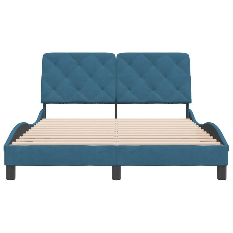 Casa si Gradina - Mobilier - Paturi si accesorii - Paturi - Cadru de pat cu tablie, albastru, 140x190 cm, catifea - Infinity.ro