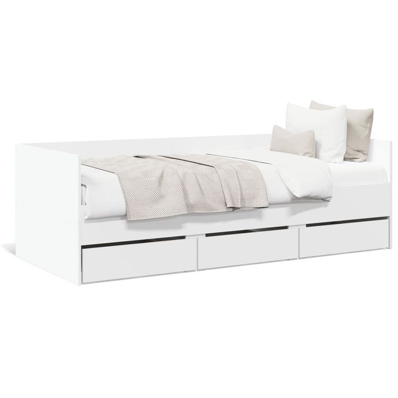 Casa si Gradina - Mobilier - Paturi si accesorii - Paturi - Cadru pat de zi cu sertare, alb, 90x200 cm, lemn prelucrat - Infinity.ro